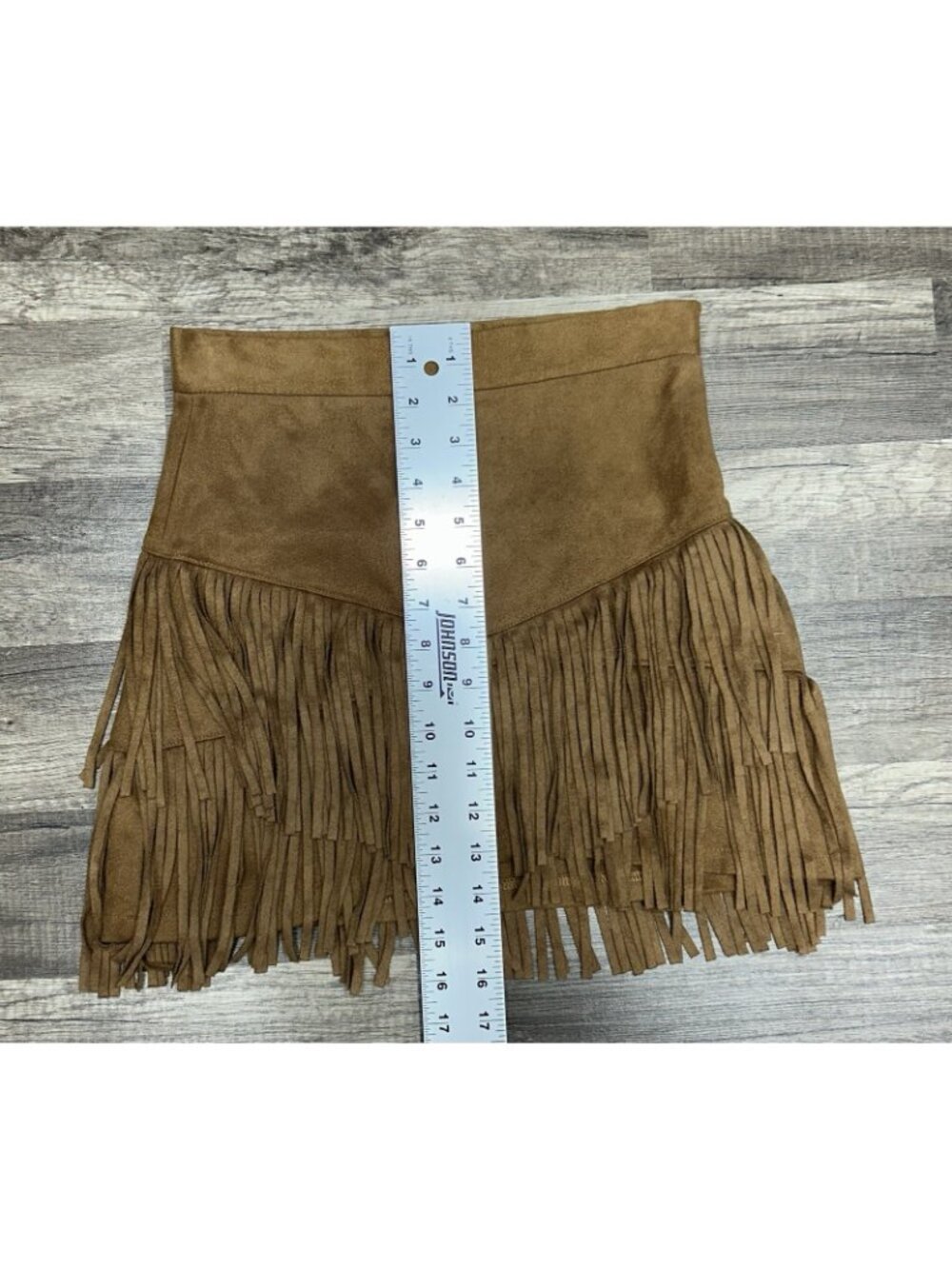 Altered State Fringe Vegan Suede Mini Skirt Brown Size Small Western Tassel Boho - Picture 4 of 9